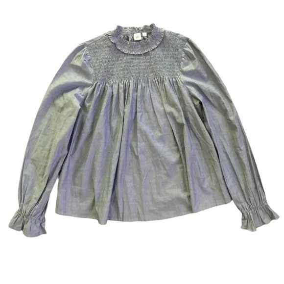 Gap Longsleeve high ruffle neck  top blouse M - Picture 1 of 10